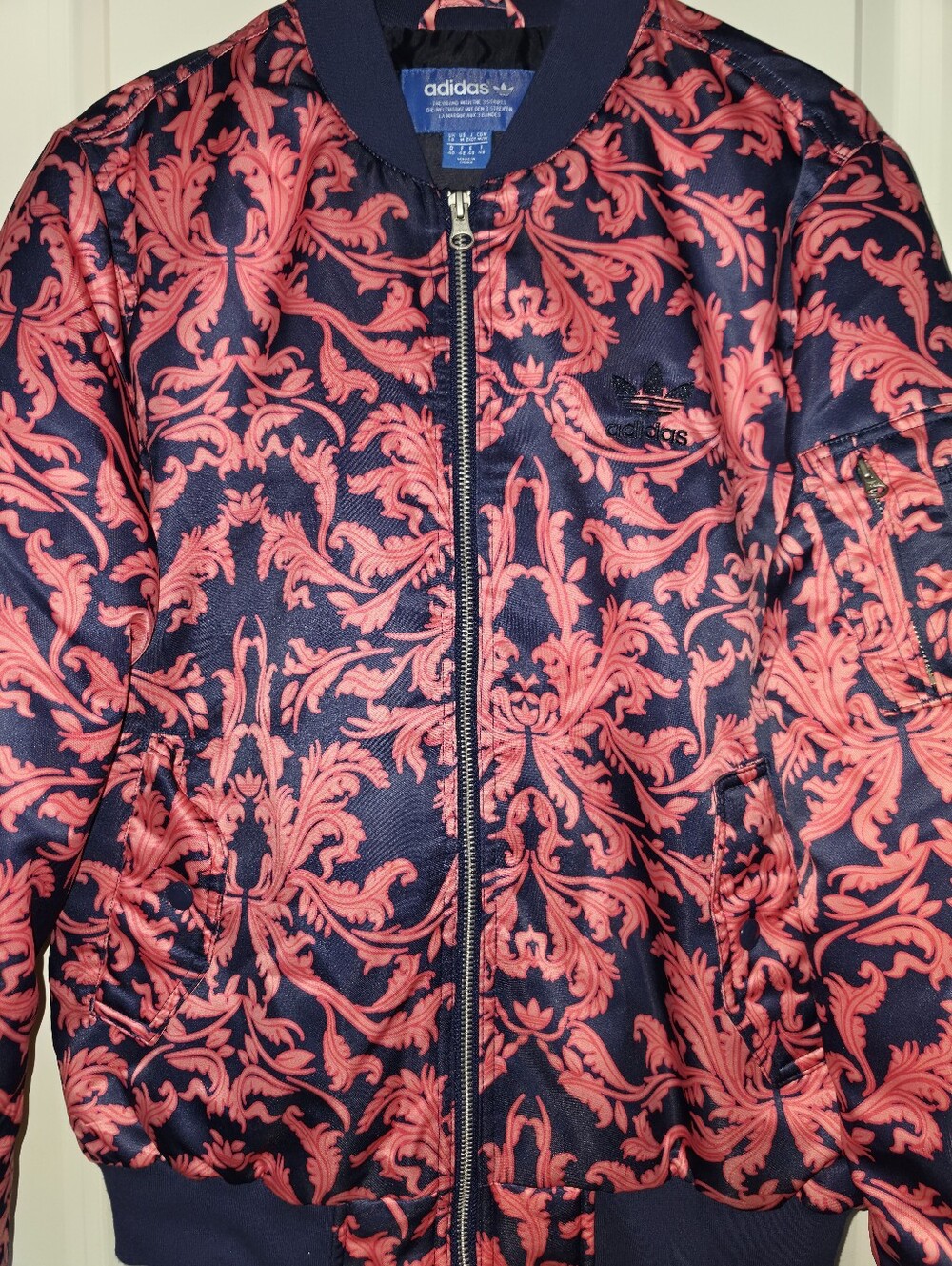 Adidas x Farm Rio Baroque-Print Satin Bomber Jacket | M - Picture 5 of 6